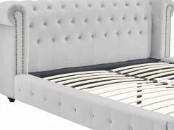Sale Vente-unique Cama chesterfield 160 x 200 cm pana - TONGERLA Gris claro