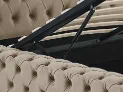 Vente-unique Cama Chesterfield Queen Size con almacenaje en terciopelo gris + colchón - DULENI