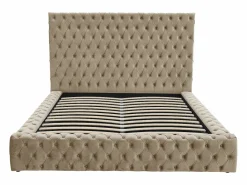 Outlet Vente-unique Cama Chesterfield tamaño queen con almacenaje en terciopelo color - DULENI Topo