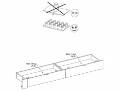 Vente-unique Cama con 2 cajones 140 x 190 cm natural y blanco brillante + somier + colchón - VELONA