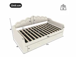 Sale Merax Cama con almacenaje - 90 x 200 cm - sofá cama con LED - sin colchón - terciopelo + MDF - Beige