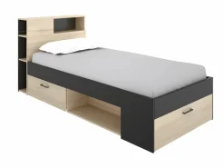 Best Cama con almacenaje 90 x 190 cm Color: natural y antracita con colchón. LEANDRE Cama Infantil