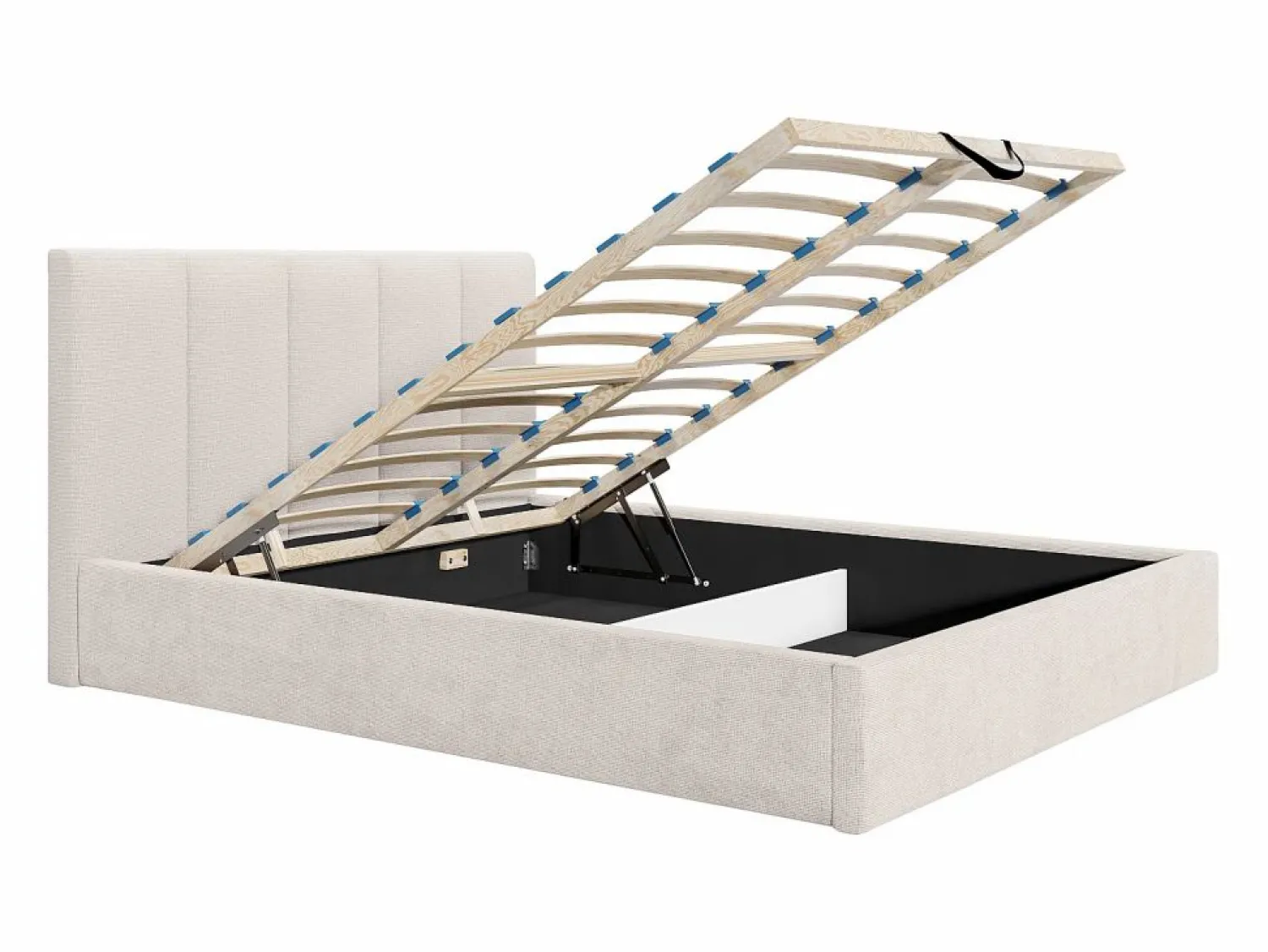 Clearance Cama con almacenaje de 160 x 200 cm con cabecero con costuras verticales tela - KILACLO Cama Con Canapé|Cama Con Almacenaje