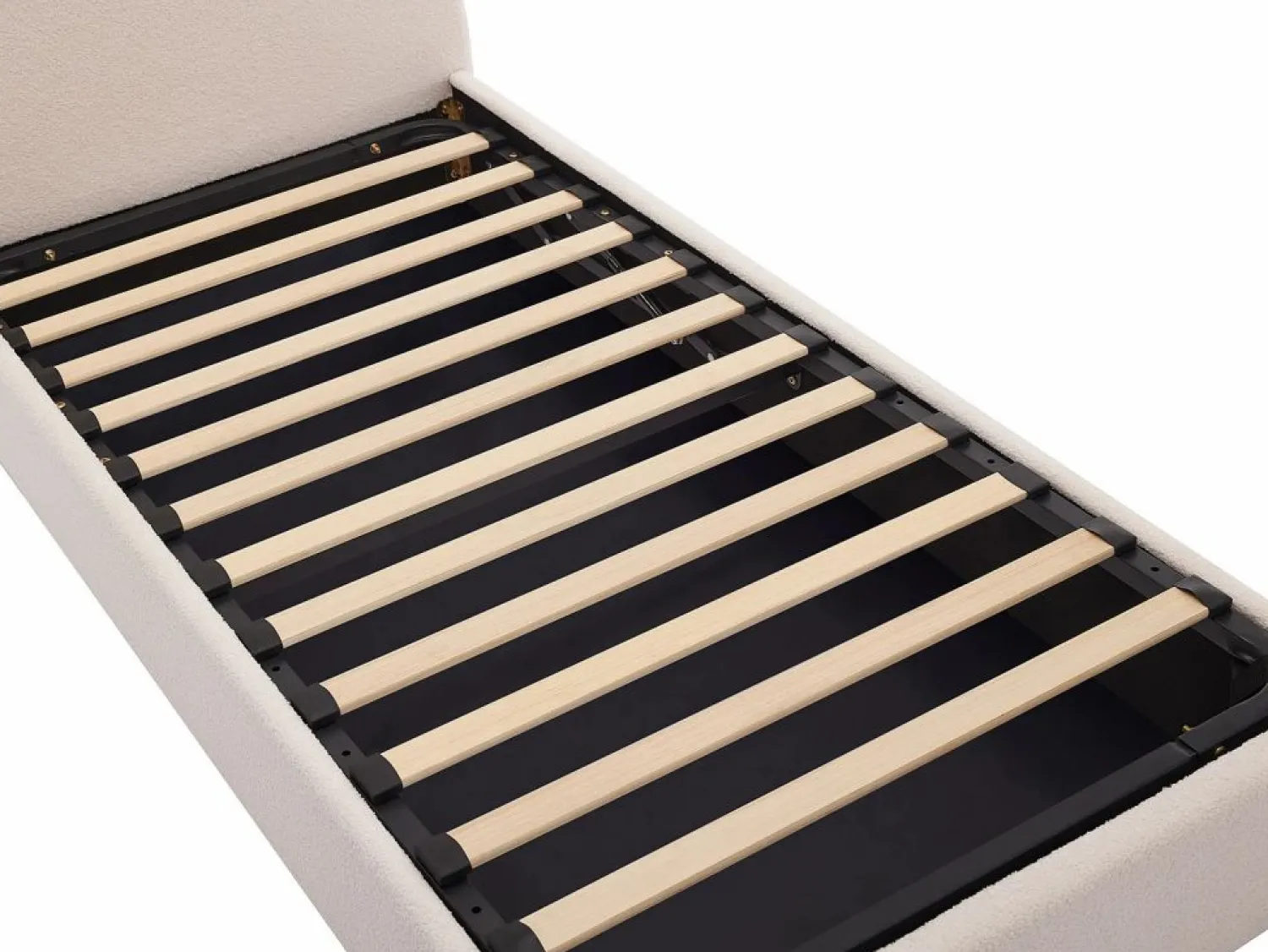 Sale Vente-unique Cama con almacenaje LIRIMO de 90 x 190 cm en tejido bouclé color Crema