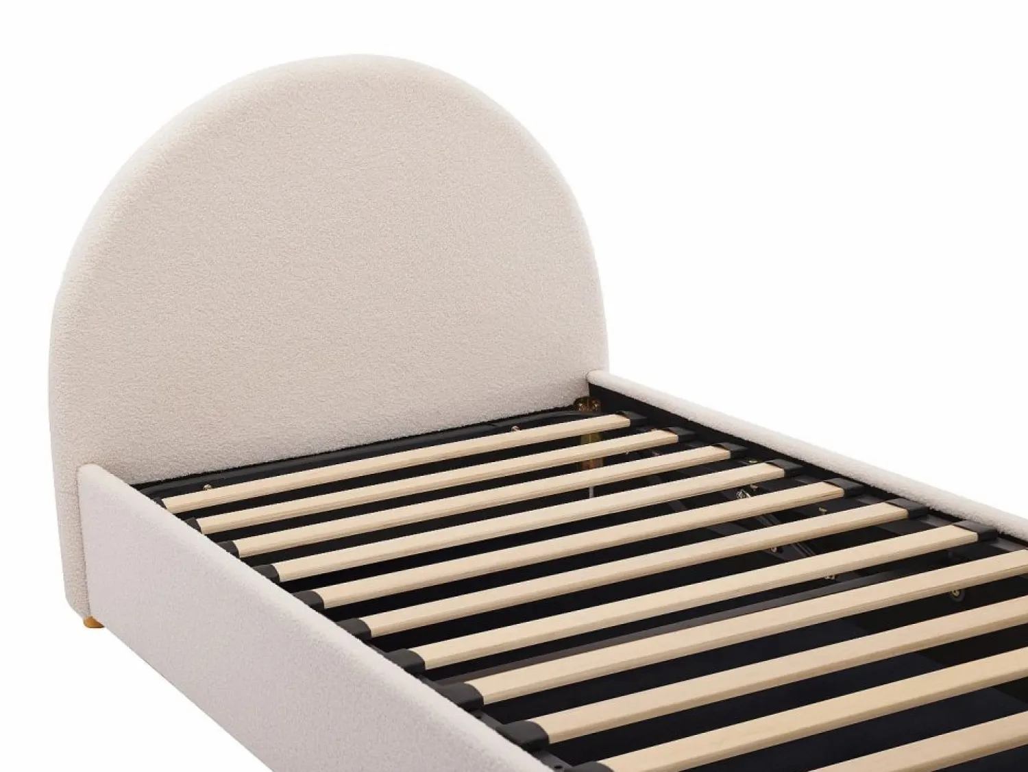 Sale Vente-unique Cama con almacenaje LIRIMO de 90 x 190 cm en tejido bouclé color Crema