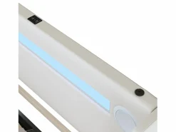 Outlet Cama con almacenaje 160x200 cm - Cama doble con USB, luz LED y reproductor Bluetooth - PU - sin colchón Blanco