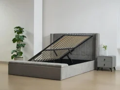 Vente-unique Cama con almacenamiento de 180 x 200 cm con banco en tela color + colchón - DOUINO