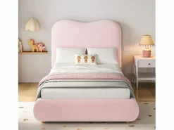 New Cama con almacenamiento infantil 90x200 cm - con cabecero acolchado - Revestimiento de terciopelo - (colchón no incluido) Cama Terciopelo|Cama Con Canapé