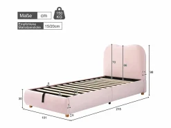 New Cama con almacenamiento infantil 90x200 cm - con cabecero acolchado - Revestimiento de terciopelo - (colchón no incluido) Cama Terciopelo|Cama Con Canapé