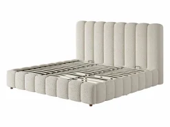 Sale ModernLuxe Cama con almacenamiento tapizada 200x200cm - con somier de láminas - Tela rizada - ​ (sin colchón) Blanco