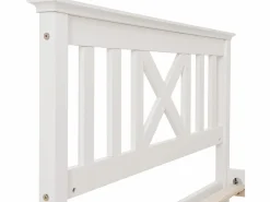 Merax Cama con cabecero - 90 x 200 cm - pino - somier - Blanco