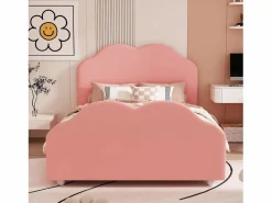Merax Cama con cabecero en forma de nube 90 x 200 cm - terciopelo - para niños - color