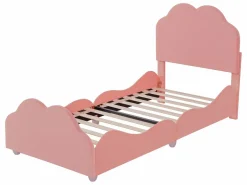 Merax Cama con cabecero en forma de nube 90 x 200 cm - terciopelo - para niños - color
