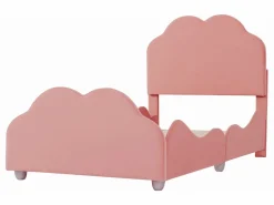 Merax Cama con cabecero en forma de nube 90 x 200 cm - terciopelo - para niños - color