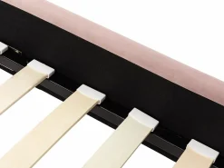 Vente-unique Cama con cabecero ondulado 140 x 190 cm Terciopelo rosa charme vintage + colchón SAGALI