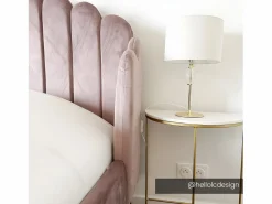 Online Vente-unique Cama con cabecero ondulado 140 x 190 cm Terciopelo rosa charme vintage SAGALI Rosa palo
