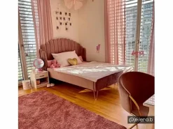 Online Vente-unique Cama con cabecero ondulado 140 x 190 cm Terciopelo rosa charme vintage SAGALI Rosa palo