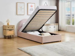Best Cama con cajón 90 x 190 cm de terciopelo acanalado color - LIRIMO Cama Terciopelo|Cama Infantil