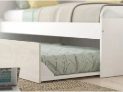 Discount Cama con cajón nido 2 x 90 x 200 con armario blanco y natural - LUMOKA Cama Nido
