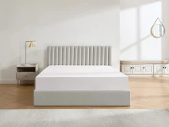 Clearance Vente-unique Cama con cajón queen size 160 x 200 cm de tela - SARANELI Gris claro