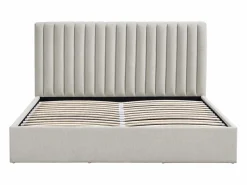 Clearance Vente-unique Cama con cajón queen size 160 x 200 cm de tela - SARANELI Gris claro