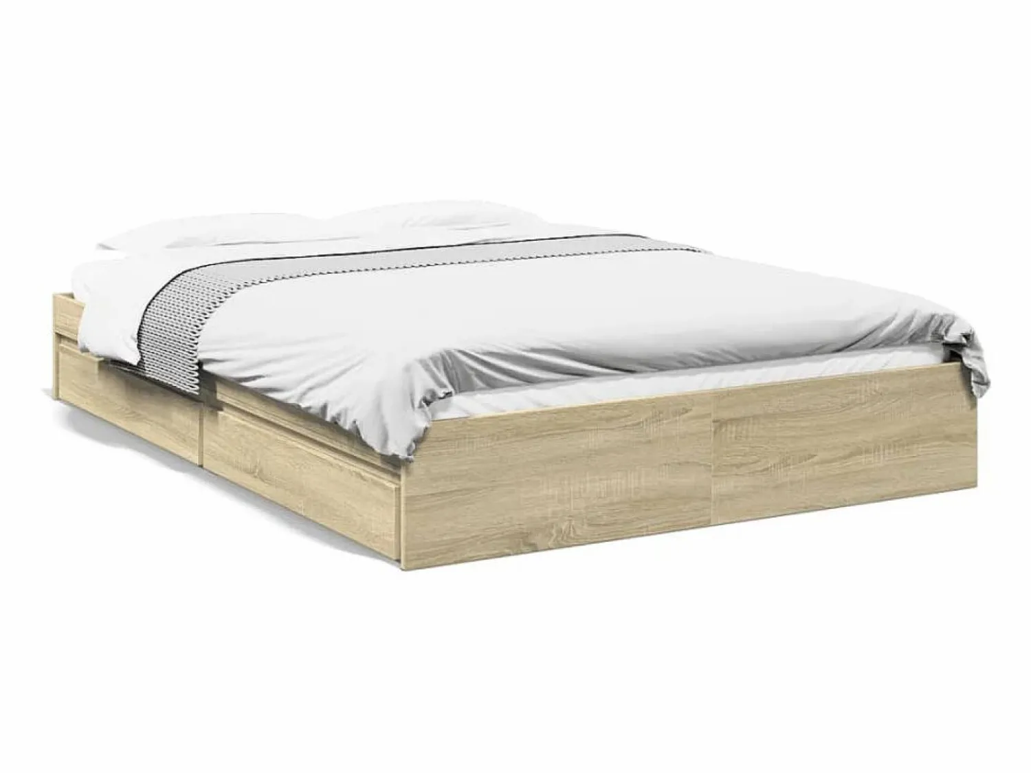Clearance vidaxl Cama con cajones madera ingeniería roble Sonoma 150x200 cm Color natural claro