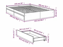 Clearance vidaxl Cama con cajones madera ingeniería roble Sonoma 150x200 cm Color natural claro