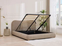 Best Vente-unique Cama con canapé 140 x 190 cm en tela color + colchón - VANARI Topo