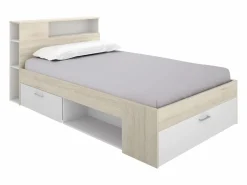 Best Vente-unique Cama con canapé 120 x 190 cm en color natural y blanco + somier de láminas - LEANDRE Color natural claro / Blanco