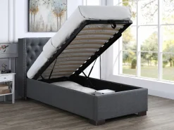 Discount Cama con canapé de 90 x 200 cm con cabecero tapizado en tela y colchón - MASSIMO Cama Infantil