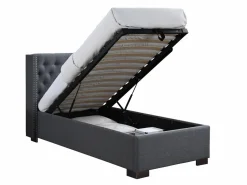 Discount Cama con canapé de 90 x 200 cm con cabecero tapizado en tela y colchón - MASSIMO Cama Infantil