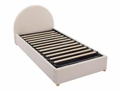 Discount Vente-unique Cama con canapé de 90 x 190 cm en tejido bouclé color + colchón - LIRIMO Crema