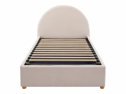Discount Vente-unique Cama con canapé de 90 x 190 cm en tejido bouclé color + colchón - LIRIMO Crema