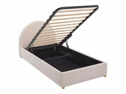 Discount Vente-unique Cama con canapé de 90 x 190 cm en tejido bouclé color + colchón - LIRIMO Crema