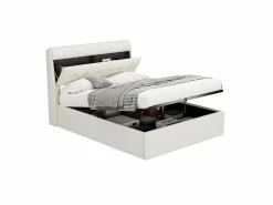 Best Cama con canapé de 140 x 190 cm con cabecero de almacenaje - LED - Piel sintética - (sin colchón) Cama Con Canapé