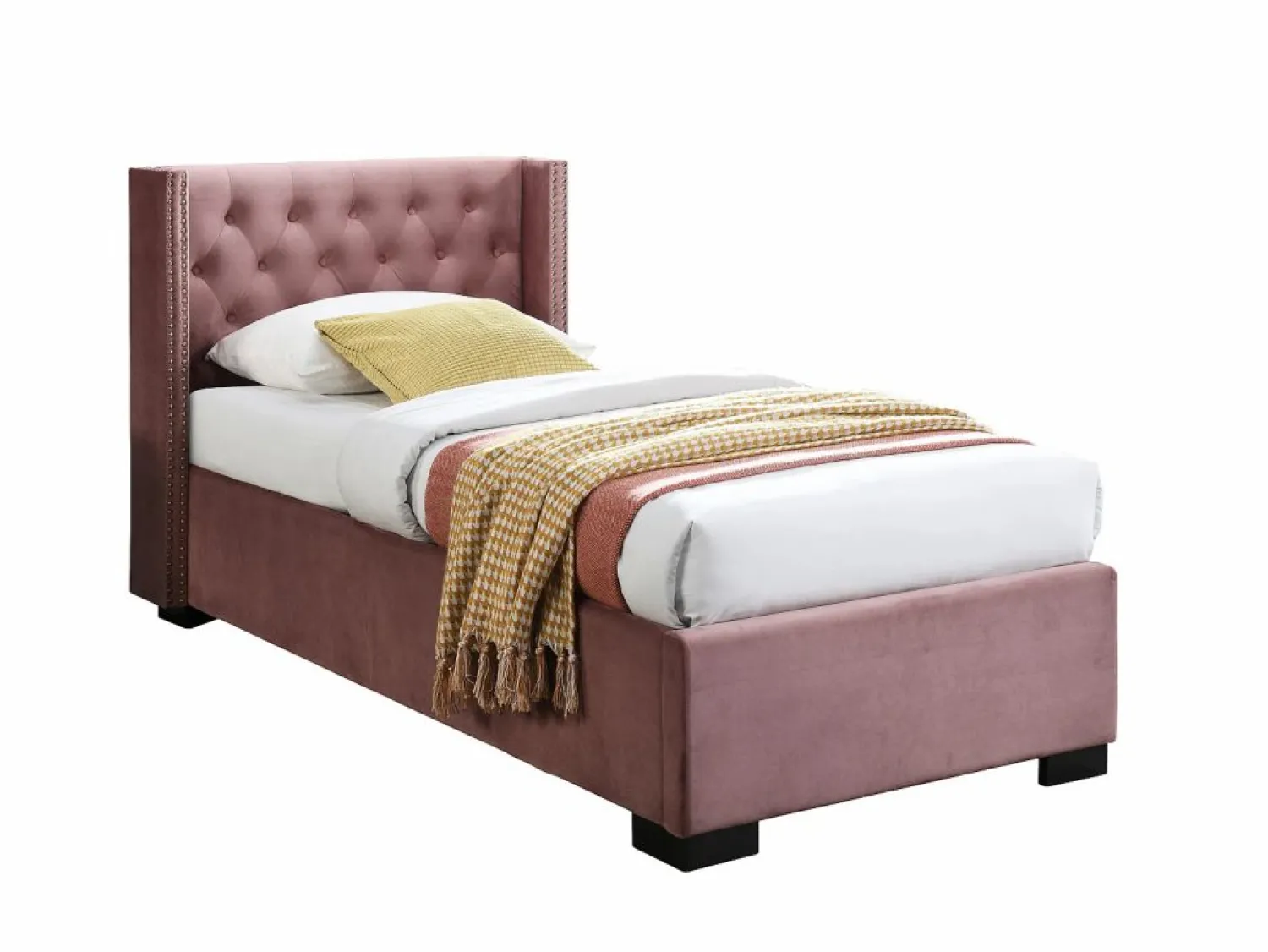 Best Cama con canapé de 90 x 200 cm con cabecero tapizado en terciopelo y colchón - MASSIMO Cama Terciopelo|Cama Con Canapé