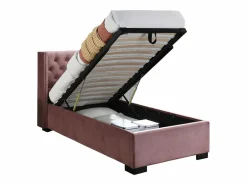 Outlet Vente-unique Cama con canapé de 90 x 200 cm con cabecero tapizado en terciopelo - MASSIMO Rosa