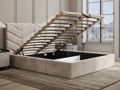 Vente-unique Cama con canapé king size 200 x 200 cm de tejido texturizado - JUSTANI