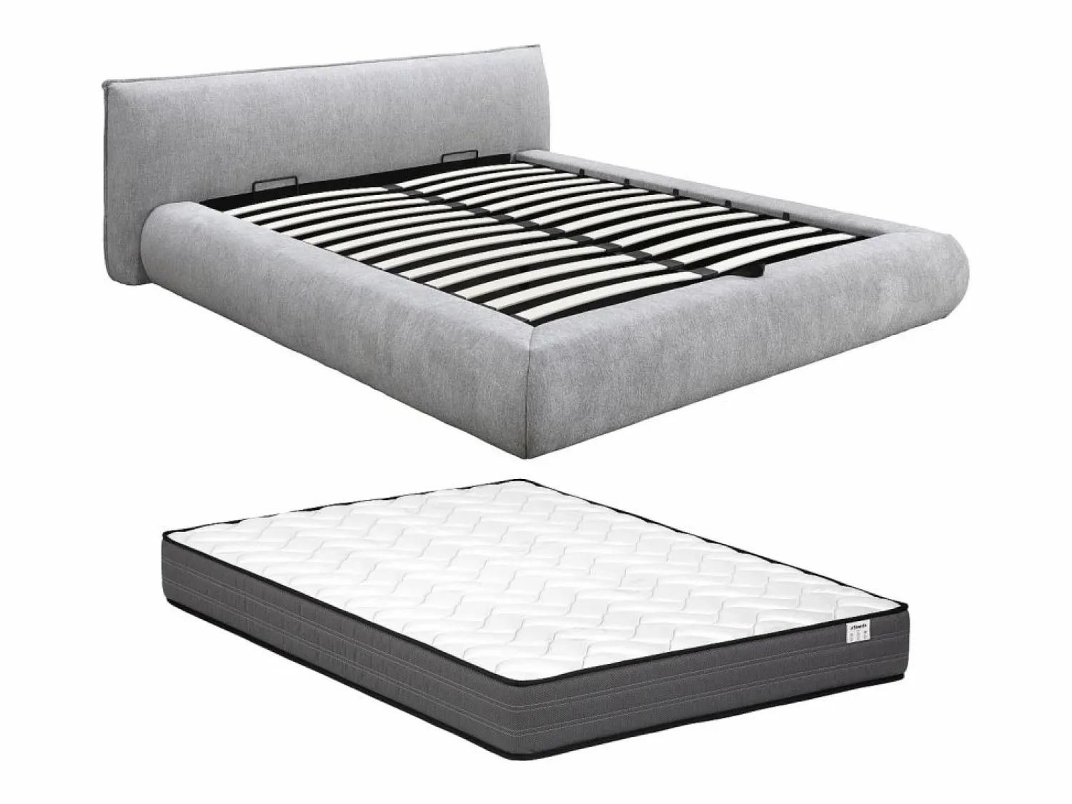 Vente-unique Cama con canapé king size 180 x 200 cm de tela color + colchón - MIRSIO