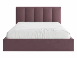 Vente-unique Cama con canapé queen size 160 x 200 cm cabecero con costuras verticales tela burdeos - KILACLO