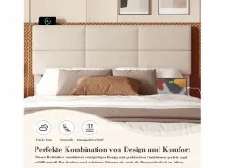 Merax Cama con canapé tapizado - 140 x 200 cm - cabecero ajustable - con USB + LED - canapé hidráulico - terciopelo -