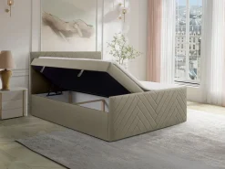 Outlet Cama con canapés abatibles - 160 x 200 - Terciopelo - - MAKANA Cama Continental Boxspring