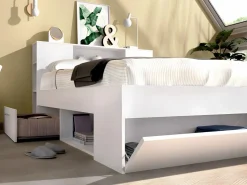 Vente-unique Cama con compartimentos 140 x 190 cm color + somier + colchón - LEANDRE
