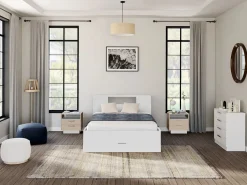 Vente-unique Cama con compartimentos 140 x 190 cm color + somier + colchón - LEANDRE