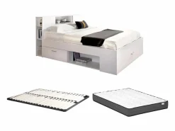 Vente-unique Cama con compartimentos 140 x 190 cm color + somier + colchón - LEANDRE