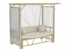 Sale Cama con dosel de exterior en rama de teca y lona - Tika Tumbona