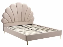 Cama con forma de concha de 140 x 190 cm en terciopelo + colchón - LIVAYA Cama Terciopelo