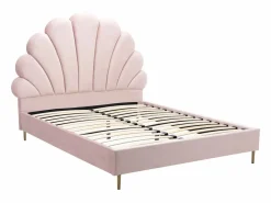 New Cama con forma de concha de 140 x 190 cm en terciopelo + colchón - LIVAYA Cama Terciopelo