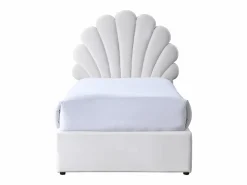 Best Vente-unique Cama concha 90 x 190 cm con 2 cajones en terciopelo + colchón - MOANA Blanco