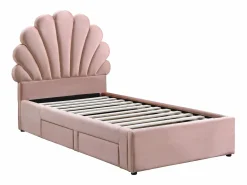 Discount Vente-unique Cama concha 90 x 190 cm con 2 cajones de terciopelo + colchón - MOANA Rosa